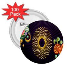 Polka Dot Circle Leaf Flower Floral Yellow Purple Red Star 2 25  Buttons (100 Pack) 