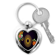 Polka Dot Circle Leaf Flower Floral Yellow Purple Red Star Key Chains (Heart) 