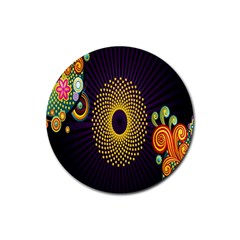 Polka Dot Circle Leaf Flower Floral Yellow Purple Red Star Rubber Coaster (round)  by Mariart