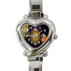 Polka Dot Circle Leaf Flower Floral Yellow Purple Red Star Heart Italian Charm Watch