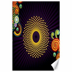 Polka Dot Circle Leaf Flower Floral Yellow Purple Red Star Canvas 12  x 18  