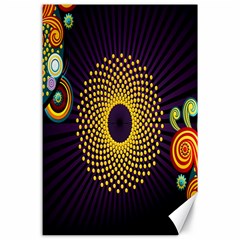 Polka Dot Circle Leaf Flower Floral Yellow Purple Red Star Canvas 24  X 36  by Mariart