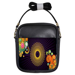 Polka Dot Circle Leaf Flower Floral Yellow Purple Red Star Girls Sling Bags by Mariart