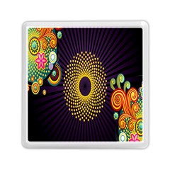 Polka Dot Circle Leaf Flower Floral Yellow Purple Red Star Memory Card Reader (square)  by Mariart