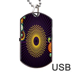 Polka Dot Circle Leaf Flower Floral Yellow Purple Red Star Dog Tag Usb Flash (two Sides) by Mariart