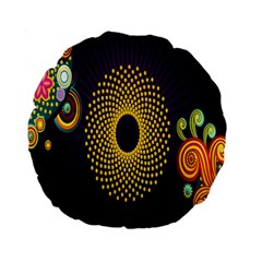 Polka Dot Circle Leaf Flower Floral Yellow Purple Red Star Standard 15  Premium Round Cushions by Mariart