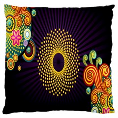 Polka Dot Circle Leaf Flower Floral Yellow Purple Red Star Large Flano Cushion Case (One Side)