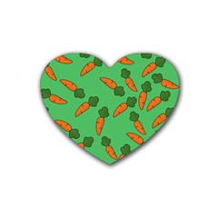 Carrot Pattern Rubber Coaster (heart)  by Valentinaart