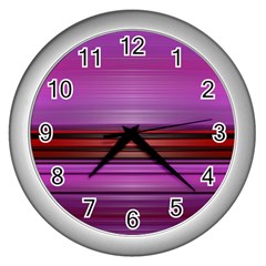 Stripes Line Red Purple Wall Clocks (silver)  by Mariart