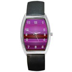 Stripes Line Red Purple Barrel Style Metal Watch Front