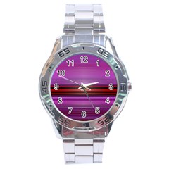 Stripes Line Red Purple Stainless Steel Analogue Watch