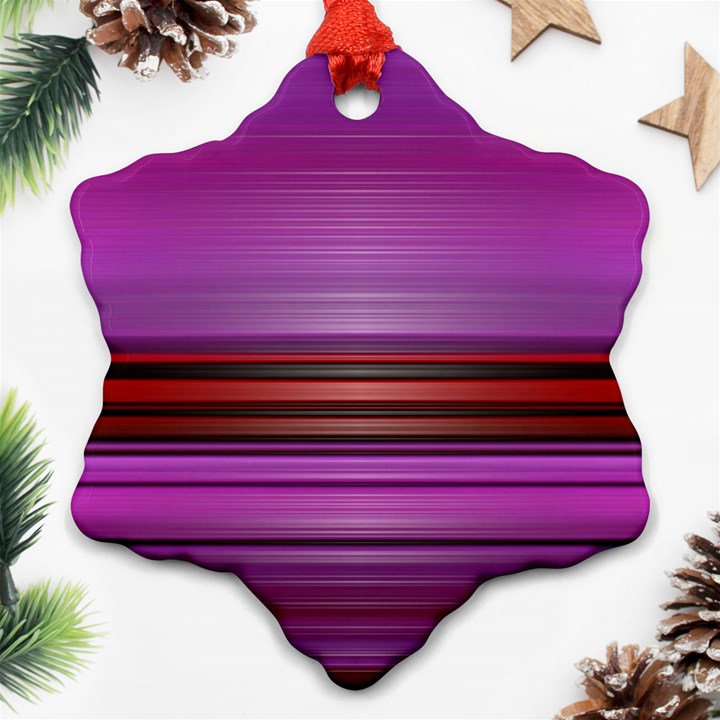 Stripes Line Red Purple Snowflake Ornament (Two Sides)