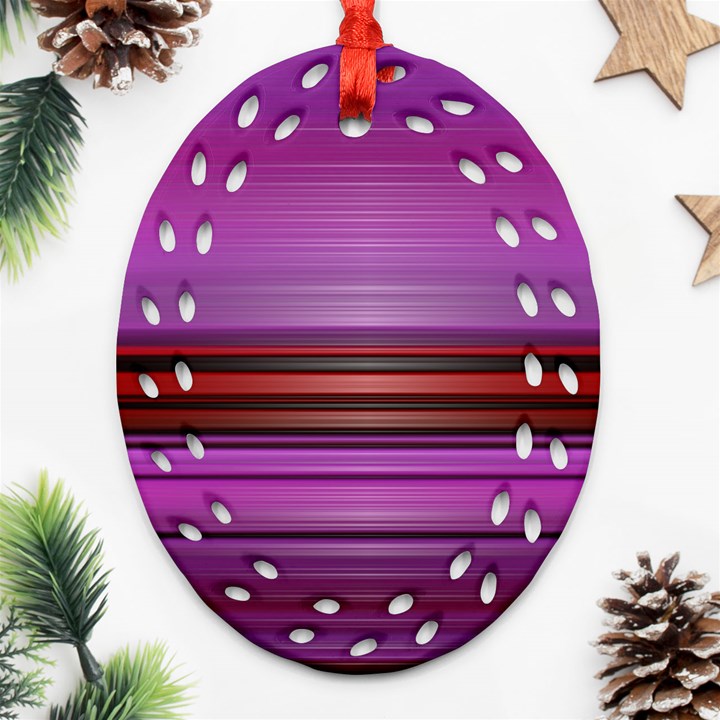 Stripes Line Red Purple Ornament (Oval Filigree)