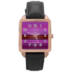 Stripes Line Red Purple Rose Gold Leather Watch 