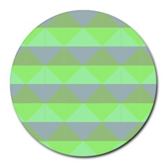 Squares Triangel Green Yellow Blue Round Mousepads by Mariart