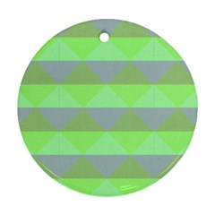 Squares Triangel Green Yellow Blue Ornament (round) by Mariart