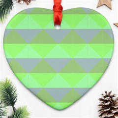 Squares Triangel Green Yellow Blue Ornament (heart)