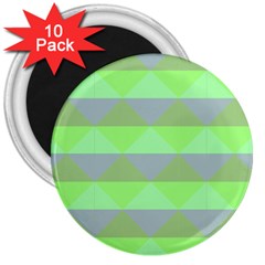 Squares Triangel Green Yellow Blue 3  Magnets (10 Pack)  by Mariart