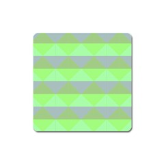 Squares Triangel Green Yellow Blue Square Magnet by Mariart