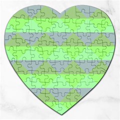 Squares Triangel Green Yellow Blue Jigsaw Puzzle (heart) by Mariart