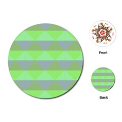 Squares Triangel Green Yellow Blue Playing Cards (round)  by Mariart