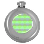 Squares Triangel Green Yellow Blue Round Hip Flask (5 oz) Front