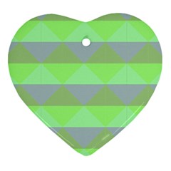 Squares Triangel Green Yellow Blue Heart Ornament (two Sides) by Mariart