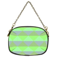 Squares Triangel Green Yellow Blue Chain Purses (one Side)  by Mariart