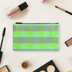 Squares Triangel Green Yellow Blue Cosmetic Bag (small)  by Mariart