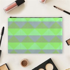 Squares Triangel Green Yellow Blue Cosmetic Bag (large)  by Mariart