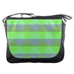 Squares Triangel Green Yellow Blue Messenger Bags by Mariart