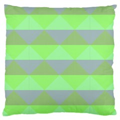 Squares Triangel Green Yellow Blue Large Cushion Case (two Sides) by Mariart