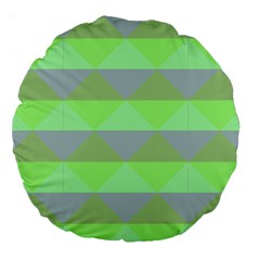 Squares Triangel Green Yellow Blue Large 18  Premium Round Cushions by Mariart