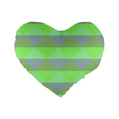 Squares Triangel Green Yellow Blue Standard 16  Premium Heart Shape Cushions by Mariart