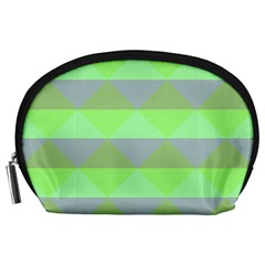 Squares Triangel Green Yellow Blue Accessory Pouches (large)  by Mariart