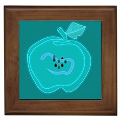 Xray Worms Fruit Apples Blue Framed Tiles by Mariart