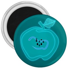 Xray Worms Fruit Apples Blue 3  Magnets