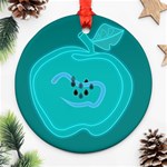 Xray Worms Fruit Apples Blue Ornament (Round) Front