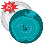 Xray Worms Fruit Apples Blue 3  Buttons (100 pack)  Front