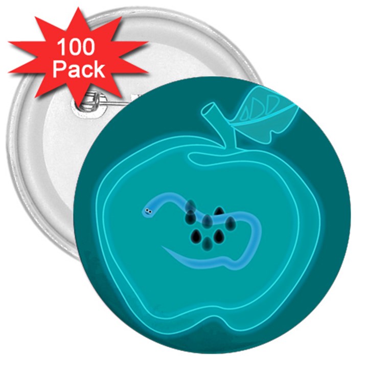 Xray Worms Fruit Apples Blue 3  Buttons (100 pack) 