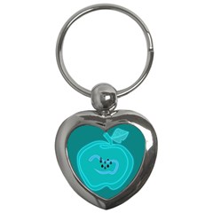 Xray Worms Fruit Apples Blue Key Chains (heart)  by Mariart