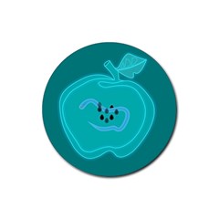 Xray Worms Fruit Apples Blue Rubber Coaster (round)  by Mariart