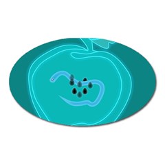 Xray Worms Fruit Apples Blue Oval Magnet by Mariart