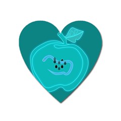 Xray Worms Fruit Apples Blue Heart Magnet by Mariart