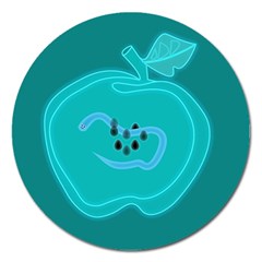 Xray Worms Fruit Apples Blue Magnet 5  (round) by Mariart