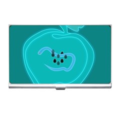 Xray Worms Fruit Apples Blue Business Card Holders by Mariart