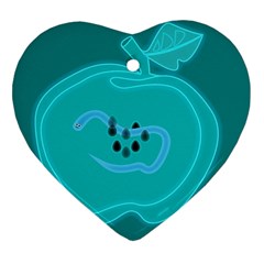 Xray Worms Fruit Apples Blue Heart Ornament (two Sides) by Mariart