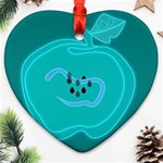 Xray Worms Fruit Apples Blue Heart Ornament (Two Sides) Front