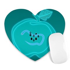 Xray Worms Fruit Apples Blue Heart Mousepads by Mariart