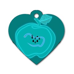 Xray Worms Fruit Apples Blue Dog Tag Heart (one Side) by Mariart